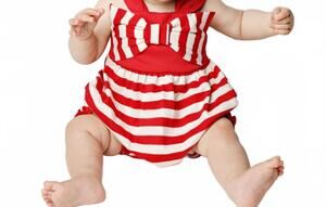 NEW LEMON LOVES LAYETTE baby girls' bow love romper in true red/ivory